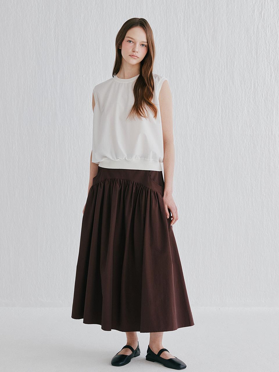 murray allan Cashmere Class Shirring Midi Skirt [Wine] (C52WSK035WI)