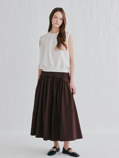 murray allan Cashmere Class Shirring Midi Skirt [Wine] (C52WSK035WI)