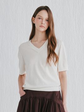murray allan Cashmere Class V-neck Pullover Sweater [Ivory] (C52WPU007IV)