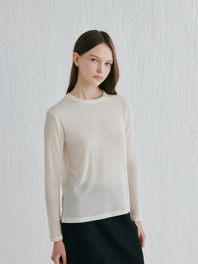 murray allan Cashmere Class Wool Long T-Shirts [Ivory] (C52WTS034IV)