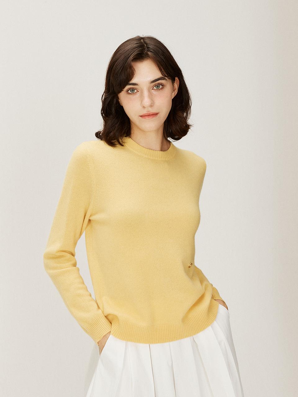 murray allan Cashmere Round Neck Pullover [Yellow] (M43WPU040)
