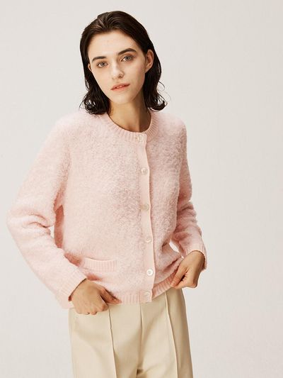 murray allan [Cashmere] Snowland Cardigan (Rose pink) C43WCD002