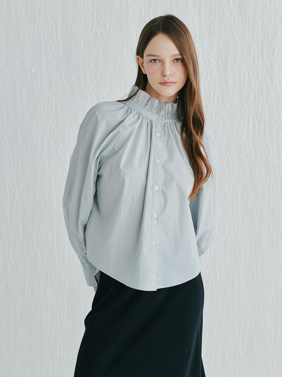 murray allan Frill Blouse [Blue Grey] (C52WBL031BY)