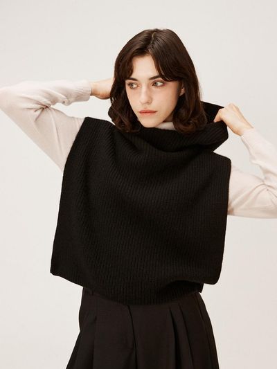 murray allan [Murray Allan] Hooded Warmer Knit Vest_ Black