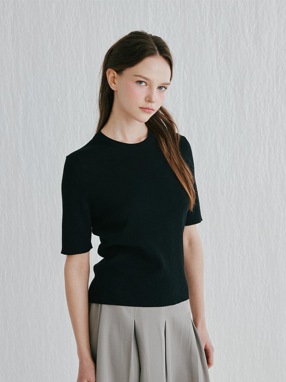 murray allan Murray Allan Rib Round Pullover Sweater [Black] (M52WPU021BK)