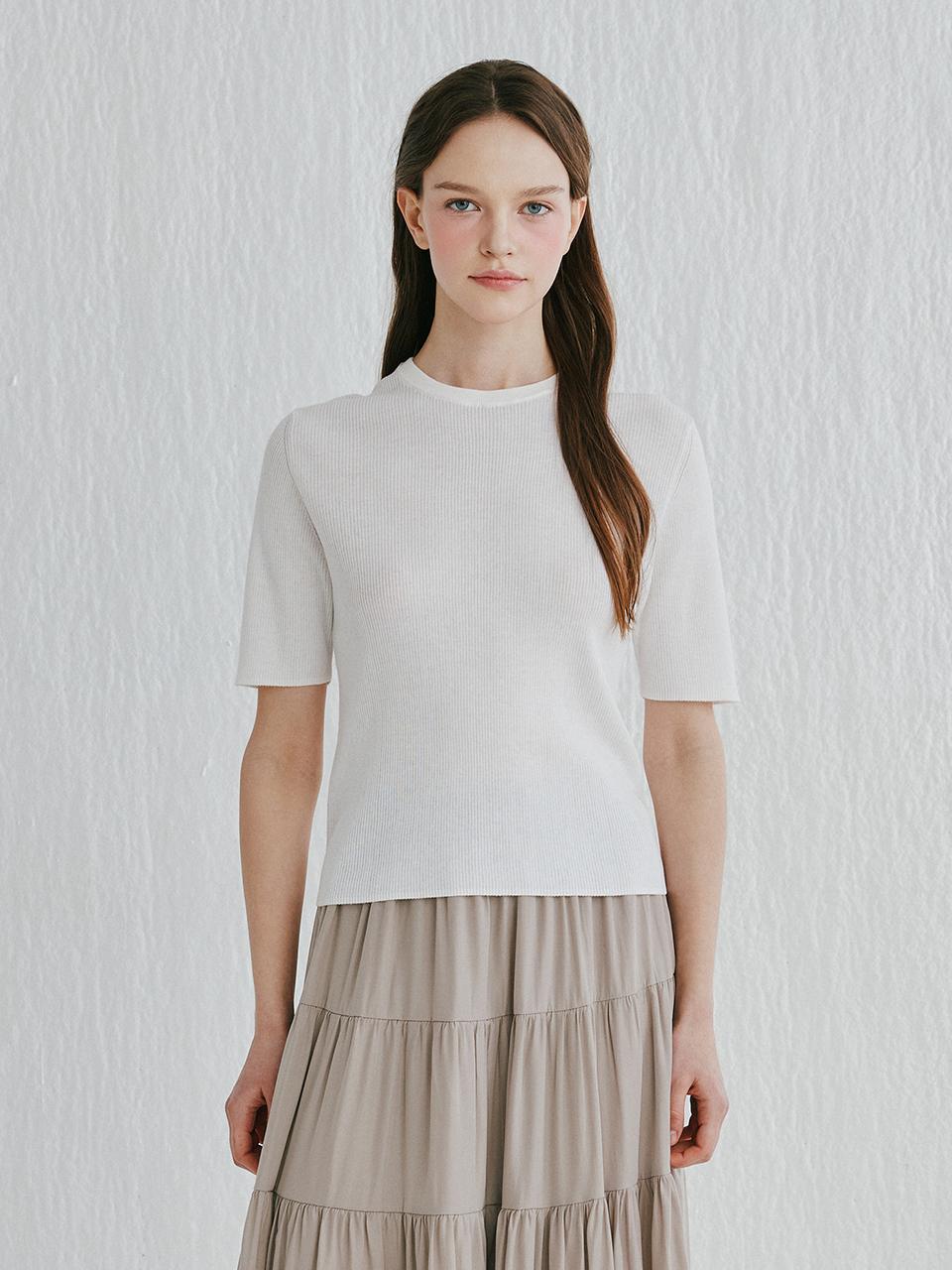 murray allan Murray Allan Rib Round Pullover Sweater [Ivory] (M52WPU021IV)