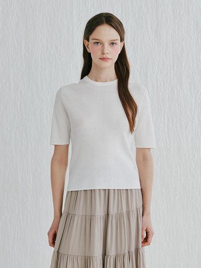 murray allan Murray Allan Rib Round Pullover Sweater [Ivory] (M52WPU021IV)