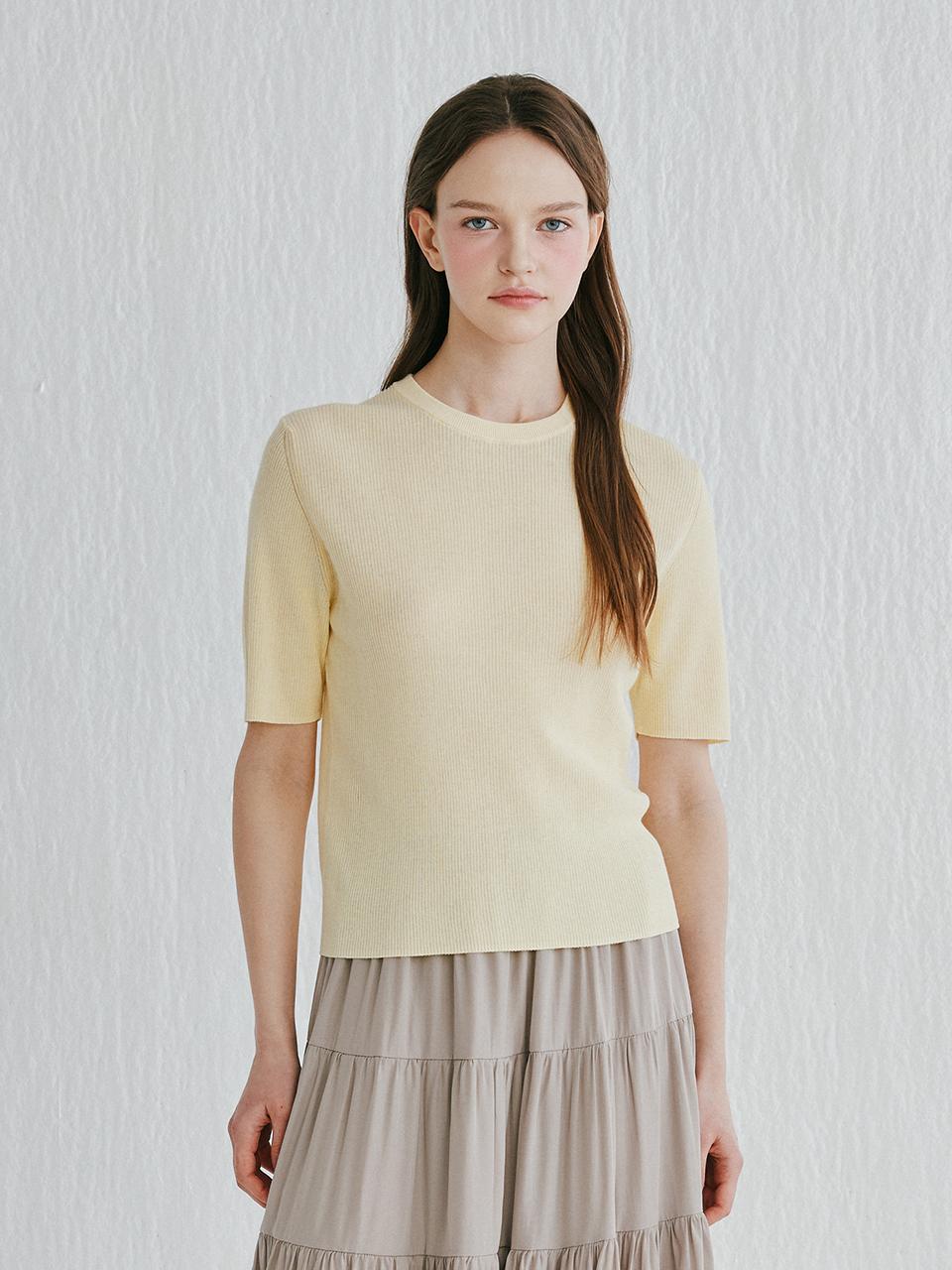 murray allan Murray Allan Rib Round Pullover Sweater [Yellow] (M52WPU021YE)