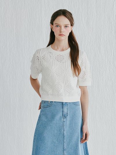 murray allan Murray Allan Snow ball Texture Pullover Sweater [WHITE] (M52WPU020WH)