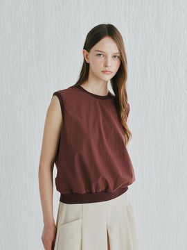 murray allan Ribbon Sleeveless Pullover Blouse [Burgundy] (C52WPU001BG)