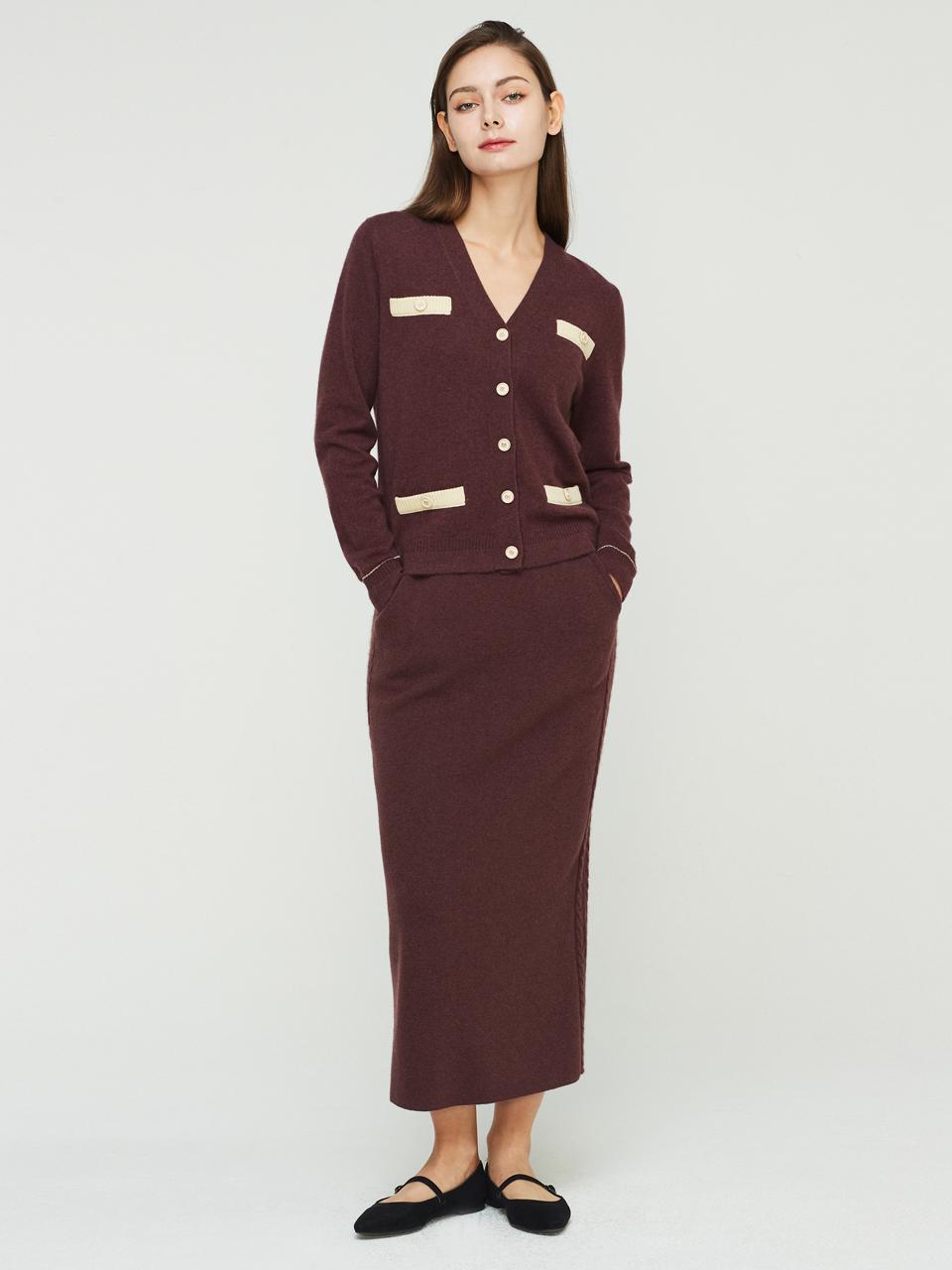 murray allan Side Cable Skirt_Red Brown