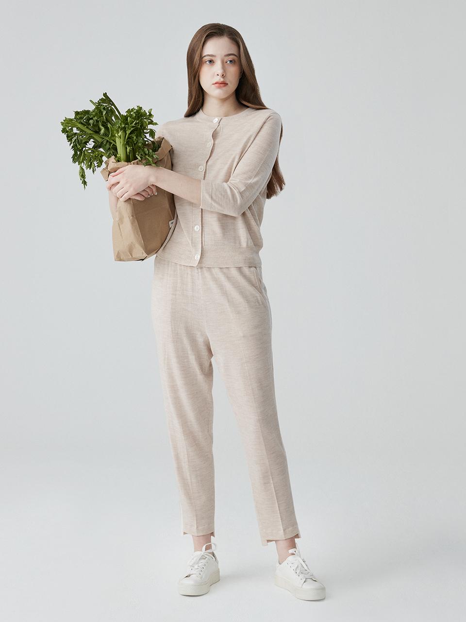murray allan [Wool 100%] Wool jogger pants _MELANGE BEIGE