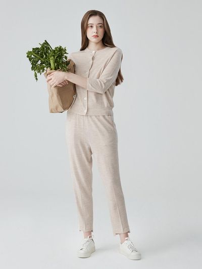 murray allan [Wool 100%] Wool jogger pants _MELANGE BEIGE
