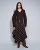 Muse Assembly Muse Assembly asymetric button phoebe maxi skirt in navy red plaid-Brown - 1