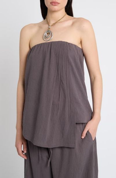 Muse Assembly Muse Assembly Asymmetric Hem Crinkle Bandeau Top