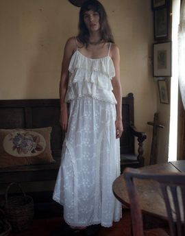 Muse Assembly Muse Assembly boho broderie anglaise maxi skirt in white - part of a set