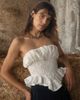 Muse Assembly Muse Assembly broderie anglaise asymmetric bandeau top in white - 1
