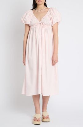 Muse Assembly Muse Assembly Bubble Sleeve Cotton Maxi Dress
