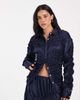 Muse Assembly Muse Assembly Delphine shirred shirt in navy - 2