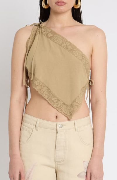 Muse Assembly Muse Assembly Embroidered Hanky One Shoulder Top
