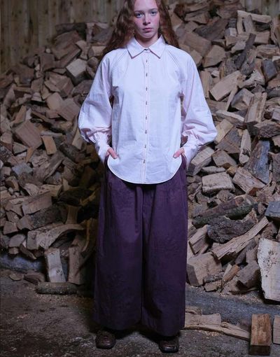 Muse Assembly Muse Assembly embroidered pants in dark plum-Purple
