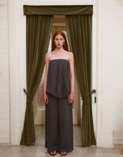 Muse Assembly Muse Assembly Fern bandeau asymmetric top in gray - part of a set
