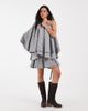 Muse Assembly Muse Assembly Frances ruffle cape top in muted check-Gray - 1