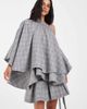 Muse Assembly Muse Assembly Frances ruffle cape top in muted check-Gray - 2