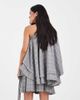 Muse Assembly Muse Assembly Frances ruffle cape top in muted check-Gray - 3