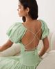 Muse Assembly Muse Assembly Jane shirred puff sleeve midaxi dress-Green - 3
