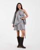Muse Assembly Muse Assembly Jules pleated mini skirt in muted check-Gray - 3