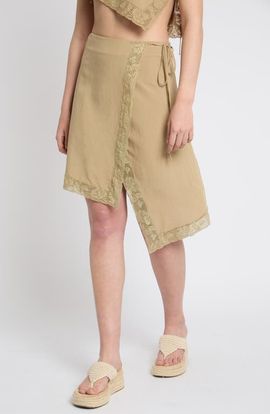 Muse Assembly Muse Assembly Lace Trim Wrap Miniskirt
