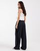 Muse Assembly Muse Assembly low rise baggy pants with skirt overlay in navy pinstripe - 4