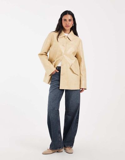 Muse Assembly Muse Assembly maggie leather jacket in ochre-Yellow