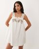 Muse Assembly Muse Assembly Mary embroidered smock mini dress-White - 2