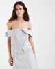 Muse Assembly Muse Assembly off shoulder tailored top in ecru stripe - part of a set-Multi - 2