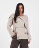 Muse Assembly Muse Assembly oversized collar fiona cardigan in oat-White - 1