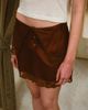 Muse Assembly Muse Assembly Pammy lace trim mini skirt-Brown - 1
