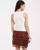 Muse Assembly Muse Assembly Pammy lace trim mini skirt-Brown - 2