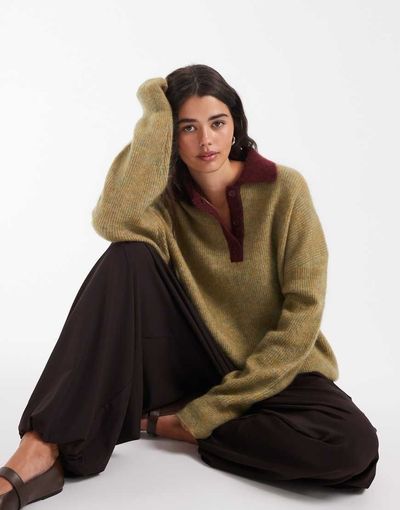 Muse Assembly Muse Assembly polo knit alice sweater in green