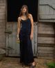 Muse Assembly Muse Assembly ruched drop waist crushed satin maxi dress in navy - 1