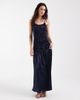 Muse Assembly Muse Assembly ruched drop waist crushed satin maxi dress in navy - 2