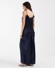 Muse Assembly Muse Assembly ruched drop waist crushed satin maxi dress in navy - 4