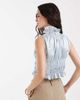 Muse Assembly Muse Assembly ruffle high neck crop shirred top in blue crushed satin - 4