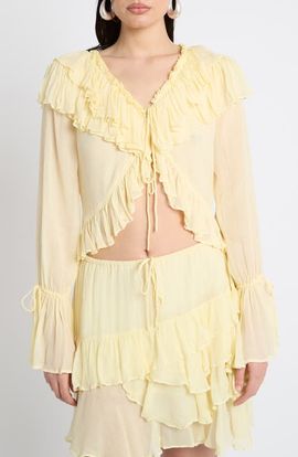 Muse Assembly Muse Assembly Ruffle Tie Front Top