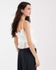 Muse Assembly Muse Assembly shirred taffeta top with waist tie in white - 4