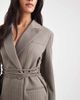 Muse Assembly Muse Assembly structured blazer with cinched waist tie in gray pinstripe - 2