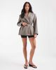 Muse Assembly Muse Assembly structured blazer with cinched waist tie in gray pinstripe - 3