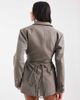 Muse Assembly Muse Assembly structured blazer with cinched waist tie in gray pinstripe - 4