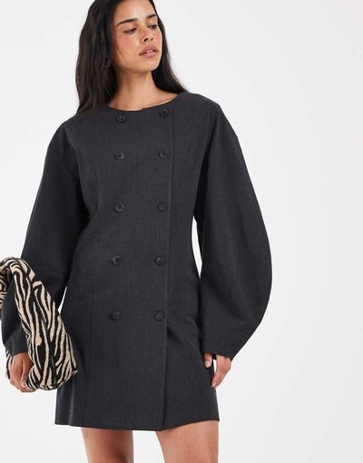 Muse Assembly Muse Assembly tailored audrey mini dress in charcoal-Gray